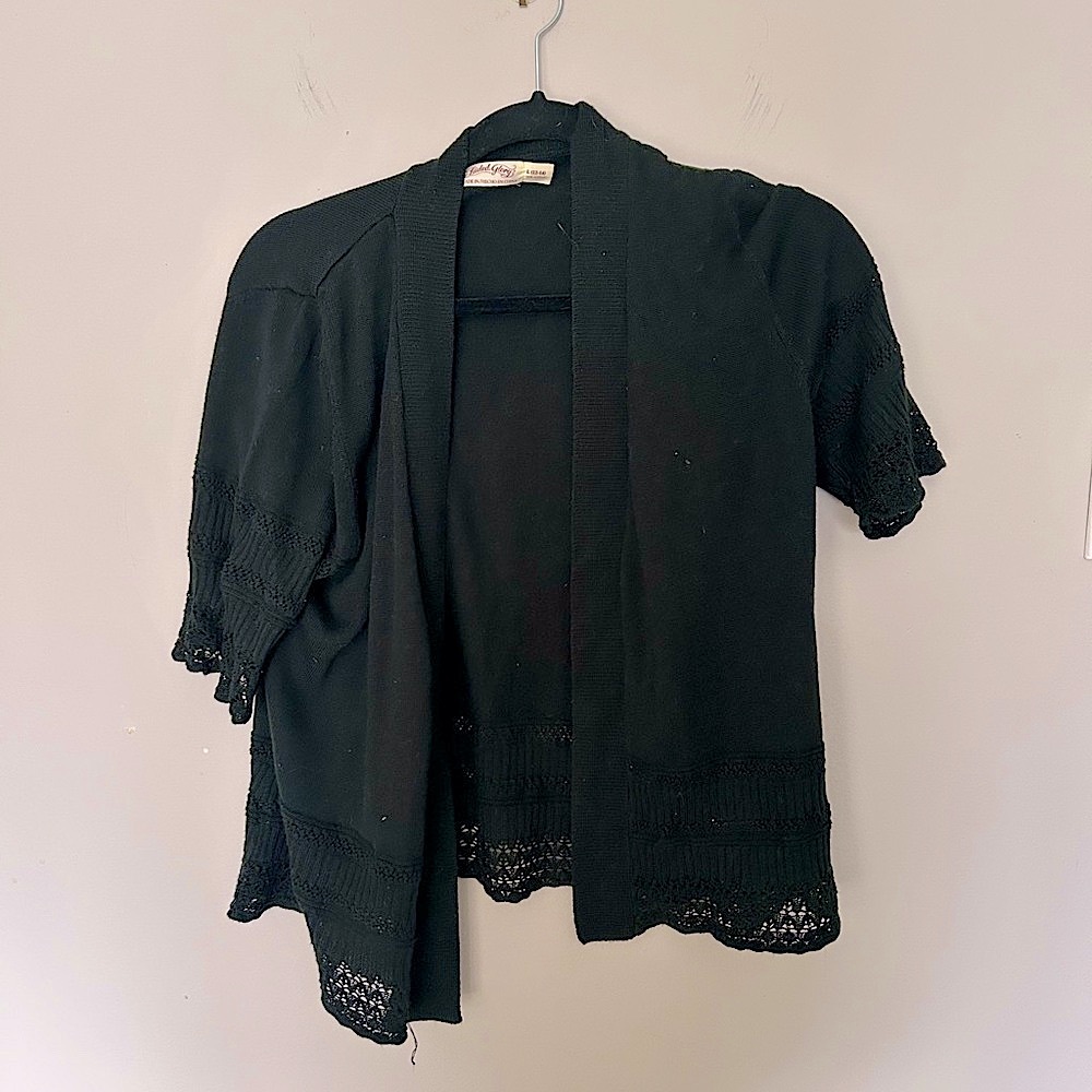 Black Open-Front Cardigan Sweater